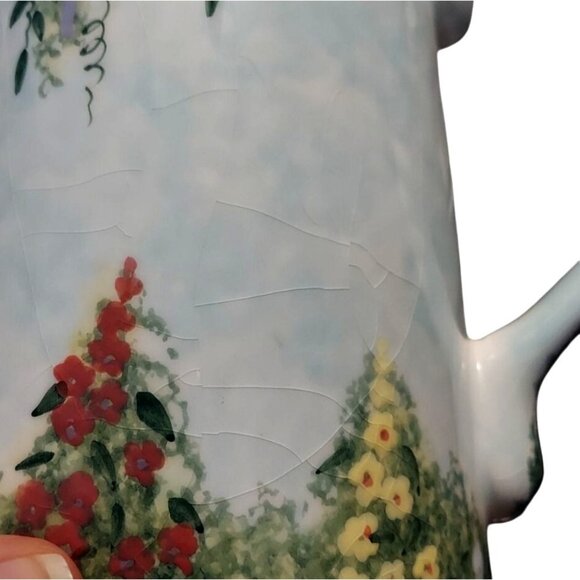 Vintage FIB Handpainted Ceramic Garden in Bloom Floral Coffee Tea Pot & Mug Set - Picture 10 of 11